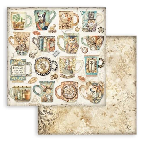 Stamperia - Scrapbook Sheet for Scrapbooking, Albums, Cards, Bullet Journalling and More, Acid Free, Double-Sided, Perfect for Hobbies, Crafts, and Gifting (Alterego, Cups) (30.5 x 30.5cm) von Stamperia