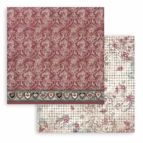 Stamperia - Scrapbook Sheets for Scrapbooks, Albums, Card Making, Bullet Journals and More, Acid Free, Double-Sided, Perfect for Crafts and Gifting (Master of Magic, Burgundy Tapestry) (30.5 x 30.5cm) von Stamperia