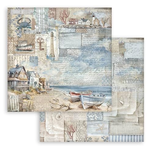 Stamperia - Scrapbook Sheets for Scrapbooks, Albums, Card Making, Bullet Journals and More, Acid Free, Double-Sided, Perfect for Crafts and Gifting (Silent Sea, Landscape) (30.5 x 31.5cm) von Stamperia