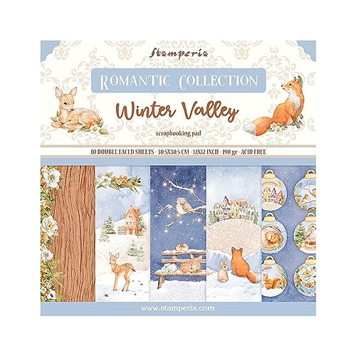 Stamperia Scrapbooking Pad 10 Blatt 30,5 x 30,5 (12x12) Winter Valley von Stamperia