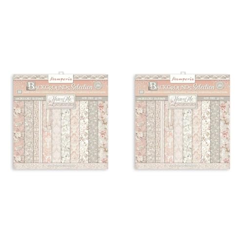 Stamperia Scrapbooking Small Pad 10 sheets cm 20,3X20,3 (8"X8") Backgrounds Selection - You and me, White, One Size, SBBS62 (Packung mit 2) von Stamperia