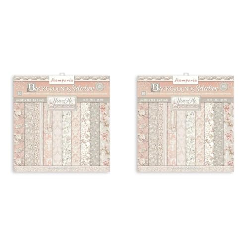 Stamperia Scrapbooking Small Pad 10 sheets cm 20,3X20,3 (8"X8") Backgrounds Selection - You and me, White, One Size, SBBS62 (Packung mit 2) von Stamperia