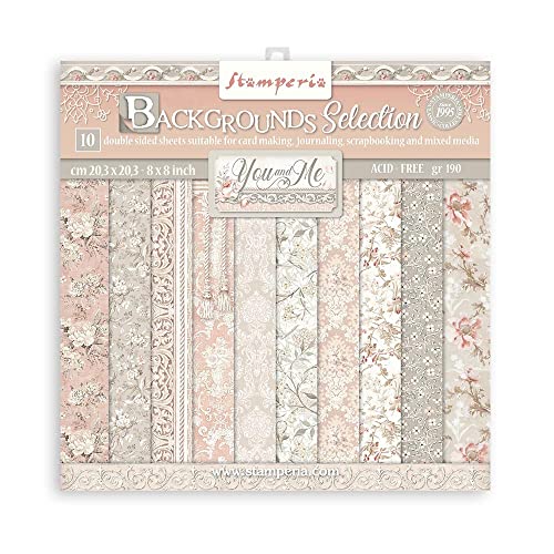 Scrapbooking Small Pad 10 sheets cm 20,3X20,3 (8"X8") Backgrounds Selection - You and me von Stamperia