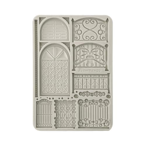 Stamperia - Silicon Mould A5 for Scrapbooking, Bullet Journals and More, Non-Stick, Suitable for Air-Dry Clay, Resin and More, Perfect for Crafts and Gifting (Favourites Refresh, Fence and Door) von Stamperia