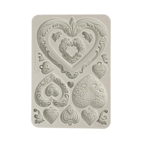 Stamperia - Silicon Mould A5 for Scrapbooking, Bullet Journals and More, Non-Stick, Suitable for Air-Dry Clay, Resin and More, Perfect for Crafts and Gifting (Favourites Refresh, Hearts) von Stamperia
