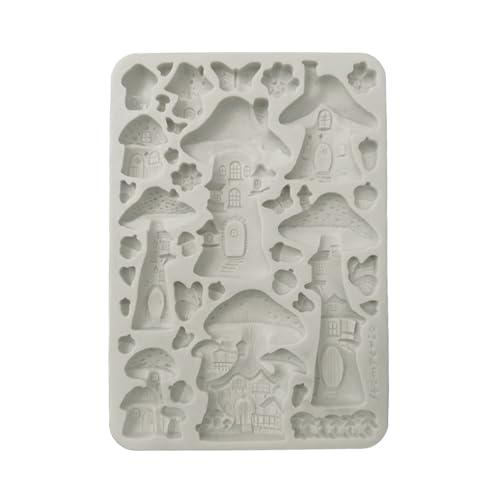 Stamperia - Silicon Mould A5 for Scrapbooking, Bullet Journals and More, Non-Stick Surface, Suitable for Air-Dry Clay, Resin and More, Perfect for Crafts and Gifting (Hidden Grove, Mushroom House) von Stamperia