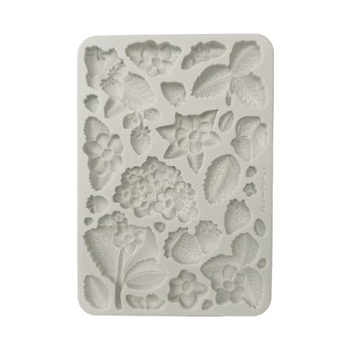 Stamperia - Silicon Mould A5 for Scrapbooking, Bullet Journals and More, Non-Stick Surface, Suitable for Air-Dry Clay, Resin and More, Perfect for Crafts and Gifting (Hidden Grove, Strawberries) von Stamperia