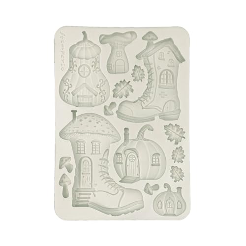 Stamperia - Silicon Mould A5 for Scrapbooks, Bullet Journals and More, Non-Stick Surface, Suitable for Air-Dry Clay, Resin and More, Perfect for Crafts and Gifting (Whispering Woods, Boots & Pumpkin) von Stamperia