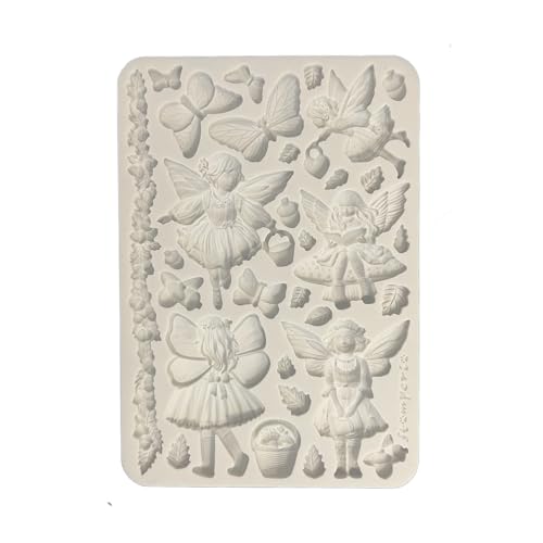 Stamperia - Silicon Mould A5 for Scrapbooks, Bullet Journals and More, Non-Stick Surface, Suitable for Air-Dry Clay, Resin and More, Perfect for Crafts and Gifting (Whispering Woods, Fairies) von Stamperia