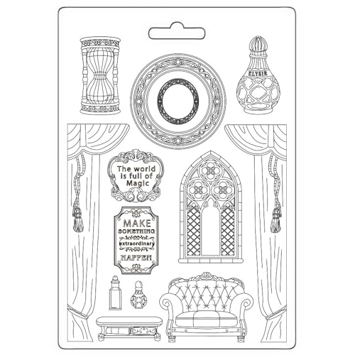 Stamperia - Soft Mould A4 for Scrapbooking, Albums, Bullet Journals and More, Suitable for Soft Clay, Ceramic Powder and More, Perfect for Hobbies, Crafts and Gifting (Master of Magic, Room) von Stamperia