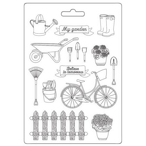 Stamperia - Soft Mould A5 for Scrapbooking, Albums, Bullet Journals and More, Tools, Suitable for Soft Clay, Ceramic Powder and More, Perfect for Hobbies, Crafts and Gifting (Garden) von Stamperia