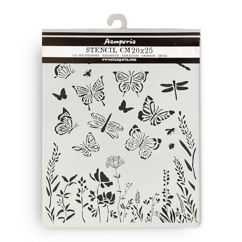 Stamperia - Thick Stencils for Scrapbooking, Albums, Card Making, Bullet Journalling and More, Butterflies, Flexible Material, Easy to Clean, Perfect for Hobbies, Crafts, and Gifting (Lavender) von Stamperia