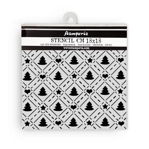 Stamperia - Thick Stencils for Scrapbooks, Albums, Cards, Bullet Journalling, and More, Flexible Material, Easy to Clean, Perfect for Hobbies, Crafts and Gifting (Candy Christmas, Tree Pattern) von Stamperia