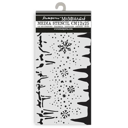 Stamperia - Thick Stencils for Scrapbooks, Albums, Cards, Bullet Journalling, and More, Flexible Material, Easy to Clean, Perfect for Hobbies, Crafts and Gifting (Dewdrops, Snowflakes and Ice) von Stamperia