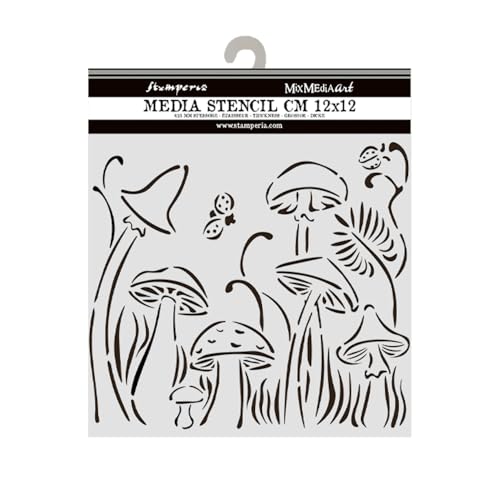 Stamperia - Thick Stencils for Scrapbooks, Albums, Cards, Bullet Journalling, and More, Flexible Material, Easy to Clean, Perfect for Hobbies, Crafts and Gifting (Hidden Grove, Mushrooms) von Stamperia