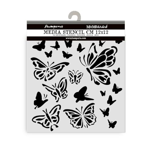 Stamperia - Thick Stencils for Scrapbooks, Albums, Cards, Bullet Journalling, and More, Flexible Material, Easy to Clean, Perfect for Hobbies, Crafts and Gifting (House of Roses, Papillon) von Stamperia