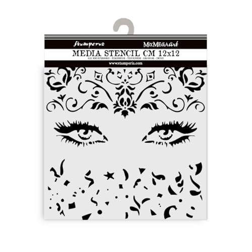 Stamperia - Thick Stencils for Scrapbooks, Albums, Cards, Bullet Journalling, and More, Flexible Material, Easy to Clean, Perfect for Hobbies, Crafts and Gifting (Masquerade, Eyes) von Stamperia