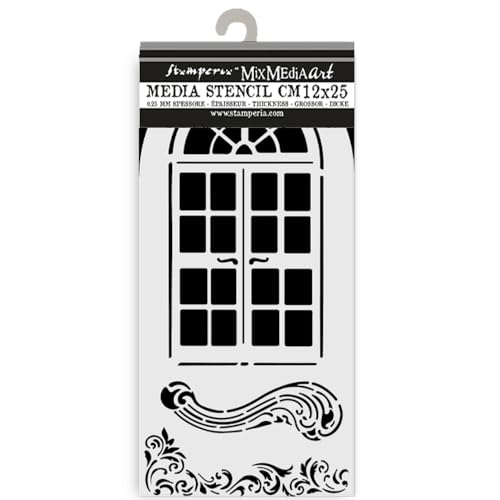 Stamperia - Thick Stencils for Scrapbooks, Albums, Cards, Bullet Journalling, and More, Flexible Material, Easy to Clean, Perfect for Hobbies, Crafts and Gifting (Masquerade, Window) von Stamperia