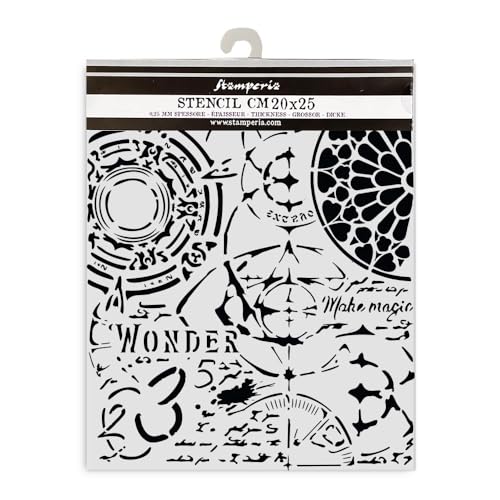 Stamperia - Thick Stencils for Scrapbooks, Albums, Cards, Bullet Journalling, and More, Flexible Material, Easy to Clean, Perfect for Hobbies, Crafts and Gifting (Master of Magic, Gothic Texture) von Stamperia