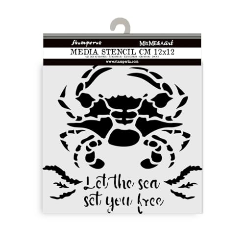 Stamperia - Thick Stencils for Scrapbooks, Albums, Cards, Bullet Journalling, and More, Flexible Material, Easy to Clean, Perfect for Hobbies, Crafts and Gifting (Silent Sea, Crab) von Stamperia