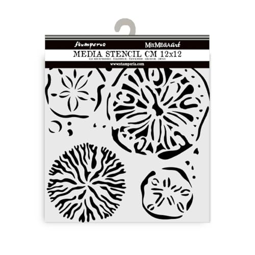 Stamperia - Thick Stencils for Scrapbooks, Albums, Cards, Bullet Journalling, and More, Flexible Material, Easy to Clean, Perfect for Hobbies, Crafts and Gifting (Silent Sea, Sponges) von Stamperia