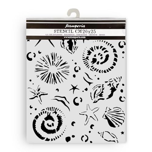Stamperia - Thick Stencils for Scrapbooks, Albums, Cards, Bullet Journalling, and More, Flexible Material, Easy to Clean, Perfect for Hobbies, Crafts and Gifting (Silent Sea, Starfish) von Stamperia