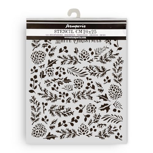 Stamperia - Thick Stencils for Scrapbooks, Albums, Cards, Bullet Journalling, and More, Flexible Material, Easy to Clean, Perfect for Hobbies, Crafts and Gifting (The Owl’s House, Pine Cones) von Stamperia