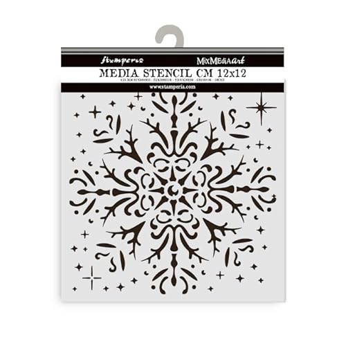 Stamperia - Thick Stencils for Scrapbooks, Albums, Cards, Bullet Journalling, and More, Flexible Material, Easy to Clean, Perfect for Hobbies, Crafts and Gifting (The Owl’s House, Snowflake) von Stamperia