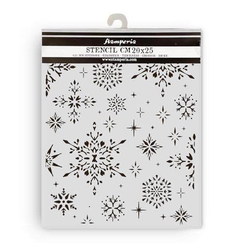 Stamperia - Thick Stencils for Scrapbooks, Albums, Cards, Bullet Journalling, and More, Flexible Material, Easy to Clean, Perfect for Hobbies, Crafts and Gifting (The Owl’s House, Snowflakes) von Stamperia