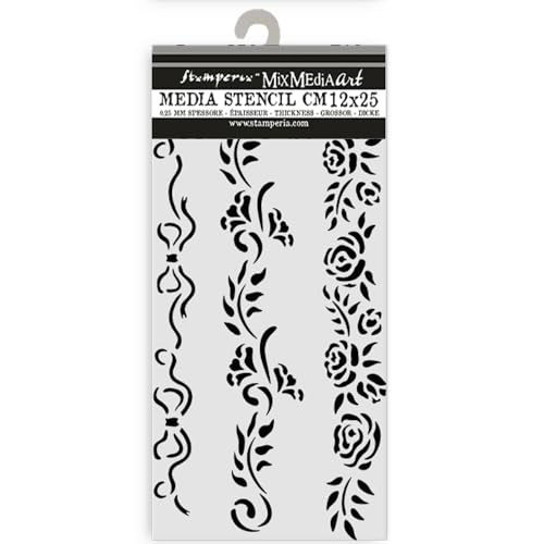 Stamperia - Thick Stencils for Scrapbooks, Albums, Cards, Bullet Journalling, and More, Flexible Material, Easy to Clean, Perfect for Hobbies, Crafts and Gifting (Timeless, 3 Borders) von Stamperia