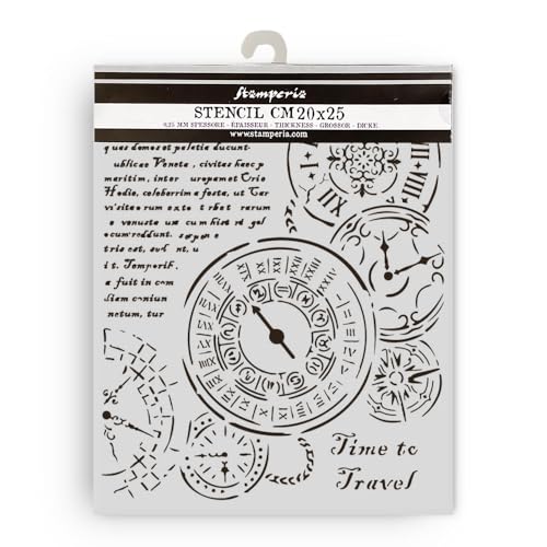 Stamperia - Thick Stencils for Scrapbooks, Albums, Cards, Bullet Journalling, and More, Flexible Material, Easy to Clean, Perfect for Hobbies, Crafts and Gifting (Venice, City of Art - Time to Travel) von Stamperia