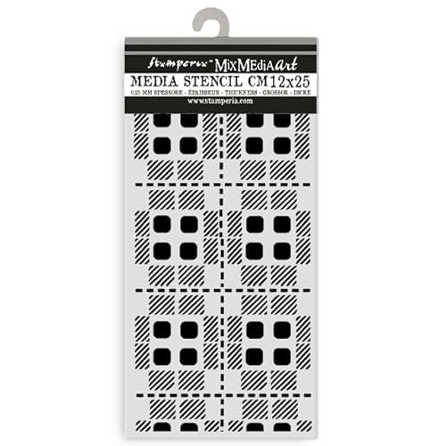 Stamperia - Thick Stencils for Scrapbooks, Albums, Cards, Bullet Journals, and More, Fabric Pattern, Flexible Material, Easy to Clean, Perfect for Hobbies, Crafts, and Gifting (Gear up for Christmas) von Stamperia