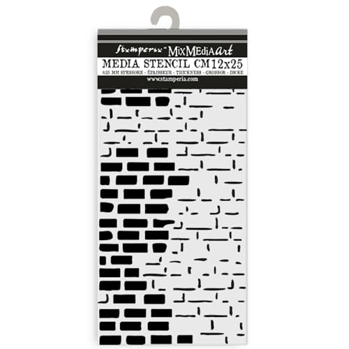 Stamperia - Thick Stencils for Scrapbooks, Albums, Cards, Bullet Journals, and More, Flexible Material, Easy to Clean, Perfect for Hobbies, Crafts, and Gifting (Art of Travelling, Bricks) von Stamperia