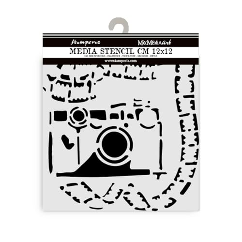 Stamperia - Thick Stencils for Scrapbooks, Albums, Cards, Bullet Journals, and More, Flexible Material, Easy to Clean, Perfect for Hobbies, Crafts, and Gifting (Art of Travelling, Photography) von Stamperia