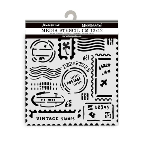 Stamperia - Thick Stencils for Scrapbooks, Albums, Cards, Bullet Journals, and More, Flexible Material, Easy to Clean, Perfect for Hobbies, Crafts, and Gifting (Art of Travelling, Stamps) von Stamperia