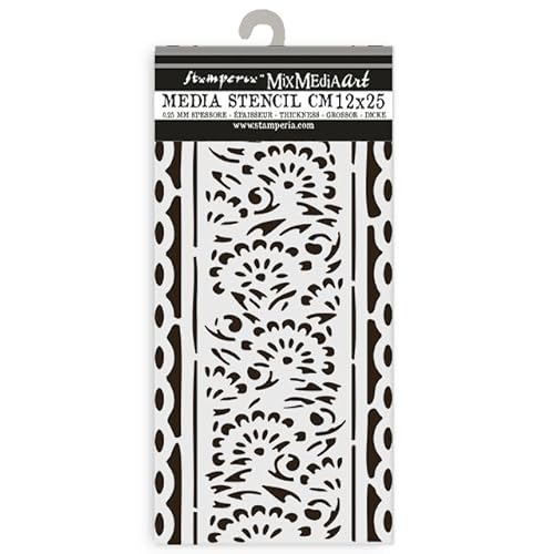 Stamperia - Thick Stencils for Scrapbooks, Albums, Cards, Bullet Journals, and More, Flexible Material, Easy to Clean, Perfect for Hobbies, Crafts, and Gifting (Art of Travelling, Stripes) von Stamperia
