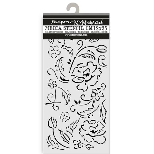 Stamperia - Thick Stencils for Scrapbooks, Albums, Cards, Bullet Journals, and More, Flexible Material, Easy to Clean, Perfect for Hobbies, Crafts, and Gifting (Old Lace - Flowers) von Stamperia