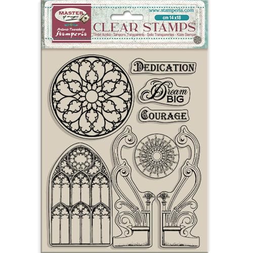 Stamperia - Acrylic Stamp for Scrapbooking, Albums, Card Making, and Bullet Journalling, Transparent, Long Lasting, Easy to Clean, Perfect for Crafts and Gifting (Master of Magic, Gothic Elements) Stamperia - Acrylic Stamp for Scrapbooking, Albums, Card Making, and Bullet Journalling, Transparent, Long Lasting, Easy to Clean, Perfect for Crafts and Gifting (Master of Magic, Gothic Elements) von Stamperia