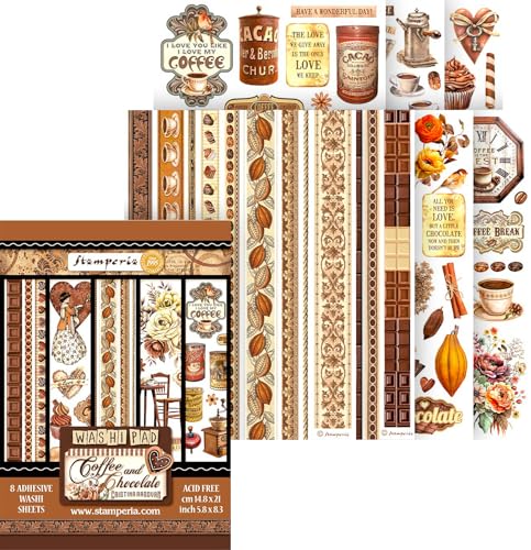 Stamperia Washi Pad Coffee and Chocolate 8 Blatt DIN A5 säurefrei und selbstklebend Aufkleber Scrapbooking Sticker Journaling Sticker dekorative Papier Aufkleber Stamperia Washi Pad Coffee and Chocolate 8 Blatt DIN A5 säurefrei und selbstklebend Aufkleber Scrapbooking Sticker Journaling Sticker dekorative Papier Aufkleber von Stamperia