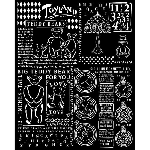 Stamperia Thick stencil cm 20X25 - Brocante Antiques Teddy Bear von Stamperia