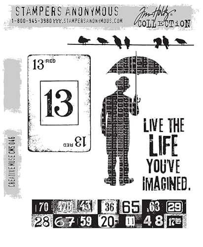 Tim Holtz CMS046 Gummistempel-Set mit Haftbefestigung, Creative Muse von Stampers Anonymous Tim Holtz Collection