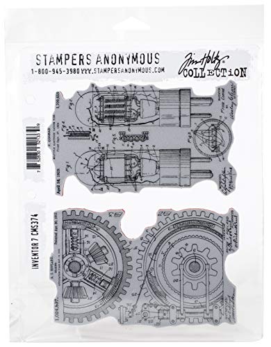 Art Gone Wild AGCMS374 Inventor #7 Erfinder Nr. 7, Grau, Rot, Large, 2 Pack von Stampers Anonymous
