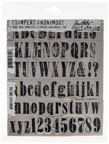 Stampers Anonymous Tim Holtz Haftende Stempelsets, künstlerische Werkzeuge, Gummistempel Text mit Vintage-Optik rot von Stampers Anonymous