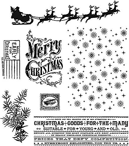Stampers Anonymous Tim Holtz Haftstempel-Set, 17,8 x 21,6 cm, Weihnachts-Nostalgie, Holz, Mehrfarbig von Stampers Anonymous