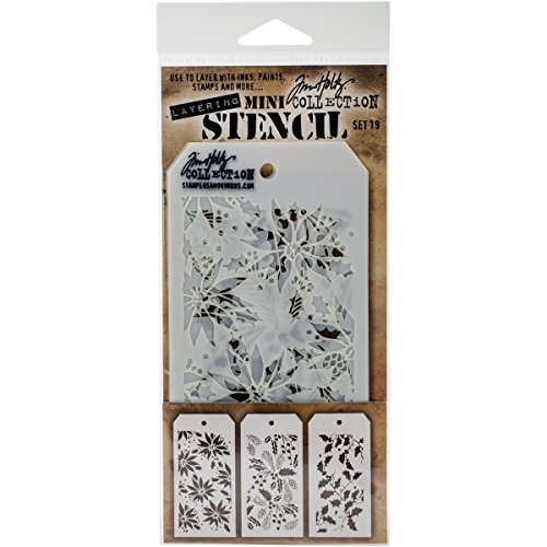 Stempel Anonymous mts019 Tim Holtz Mini Layered Schablonen-Set, Mehrfarbig, 3 Stück von Stampers Anonymous