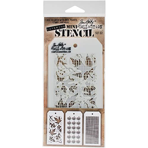 Stempel Anonymous mts022 Tim Holtz Mini Layered Schablonen-Set, Mehrfarbig, 3 Stück von Stampers Anonymous