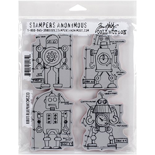 Stempel "Robots" anonymous_agw Blueprint Stempel, Motiv: Blumen-Herz, grau von Stampers Anonymous