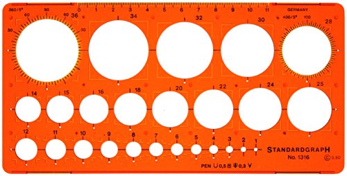 Metric Professional Circle Symbols Shapes Drawing Drafting Template Stencil 1-36mm by Standardgraph von Standardgraph Germany