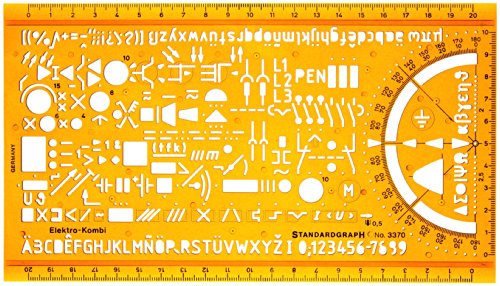 Schablone Zeichenschablone Technisches Zeichnen - Elektro Symbole Elektrotechnik und Elektronik Elektriker Hausinstallation Schaltzeichen von Standardgraph Germany
