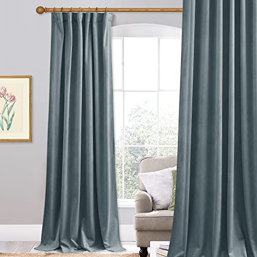 StangH Samtvorhänge mit Rückenschlaufe, schalldicht, für Kinderzimmer, Baby, verdunkelnd, elegante Heimdekoration für Esszimmer, B 132 x L 229 cm, 1 Vorhang, steinblau StangH Samtvorhänge mit Rückenschlaufe, schalldicht, für Kinderzimmer, Baby, verdunkelnd, elegante Heimdekoration für Esszimmer, B 132 x L 229 cm, 1 Vorhang, steinblau von StangH